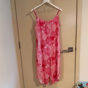 Homegrown Hawaii Girls Pink Floral jumpsuit with Adjustable Straps